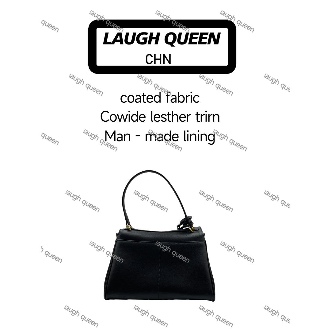 Laugh Queen手工打造真皮女士新款包 10698 黑色 八托特 金锁