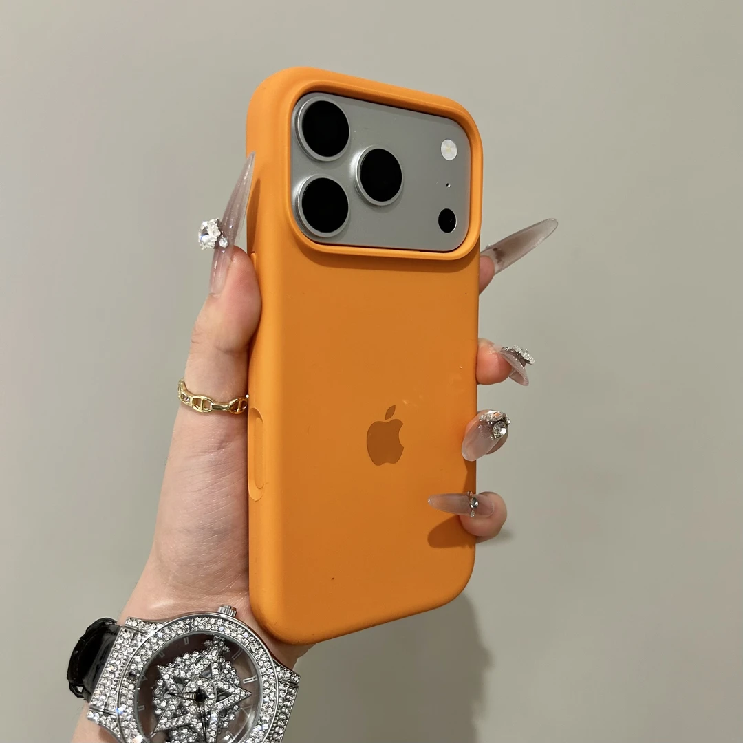 爱马橙适用于苹果17ProMax液态硅胶手机壳15简约14纯色13亲肤16套