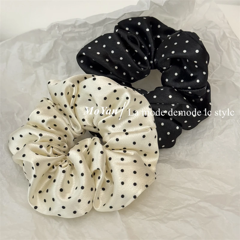 温柔复古波点大肠发圈女高级感扎头发绳高弹力橡皮筋丸子头绳发饰