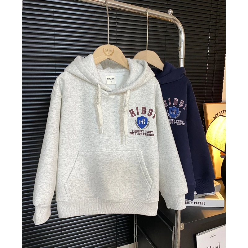 冬装男童连帽卫衣秋冬款2024冬季新款加绒加厚中大童休闲儿童上衣