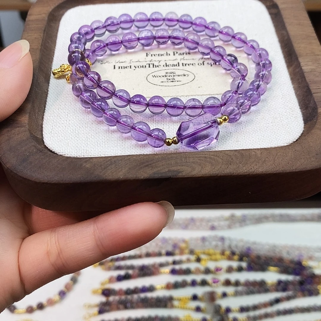 手串未镶嵌水晶紫水晶双圈