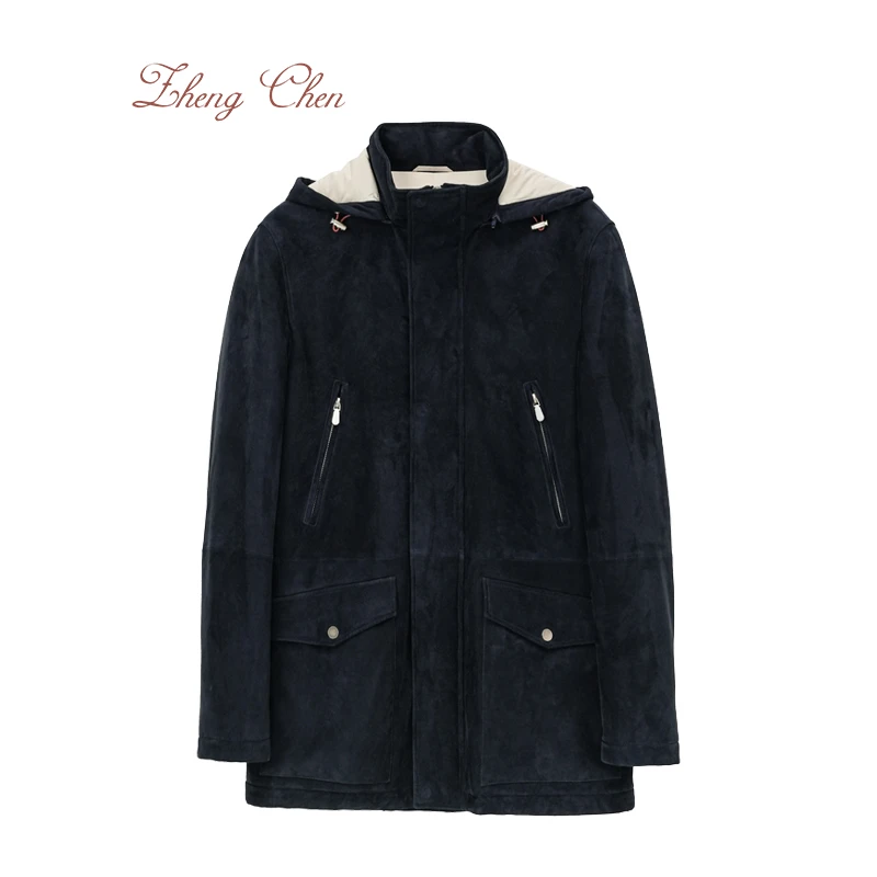 阿塞拜疆绒面小羊皮连帽加厚大衣 95519