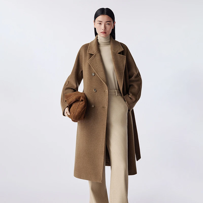 LANCY/朗姿25冬新款气质高端双面呢双排扣长大衣女