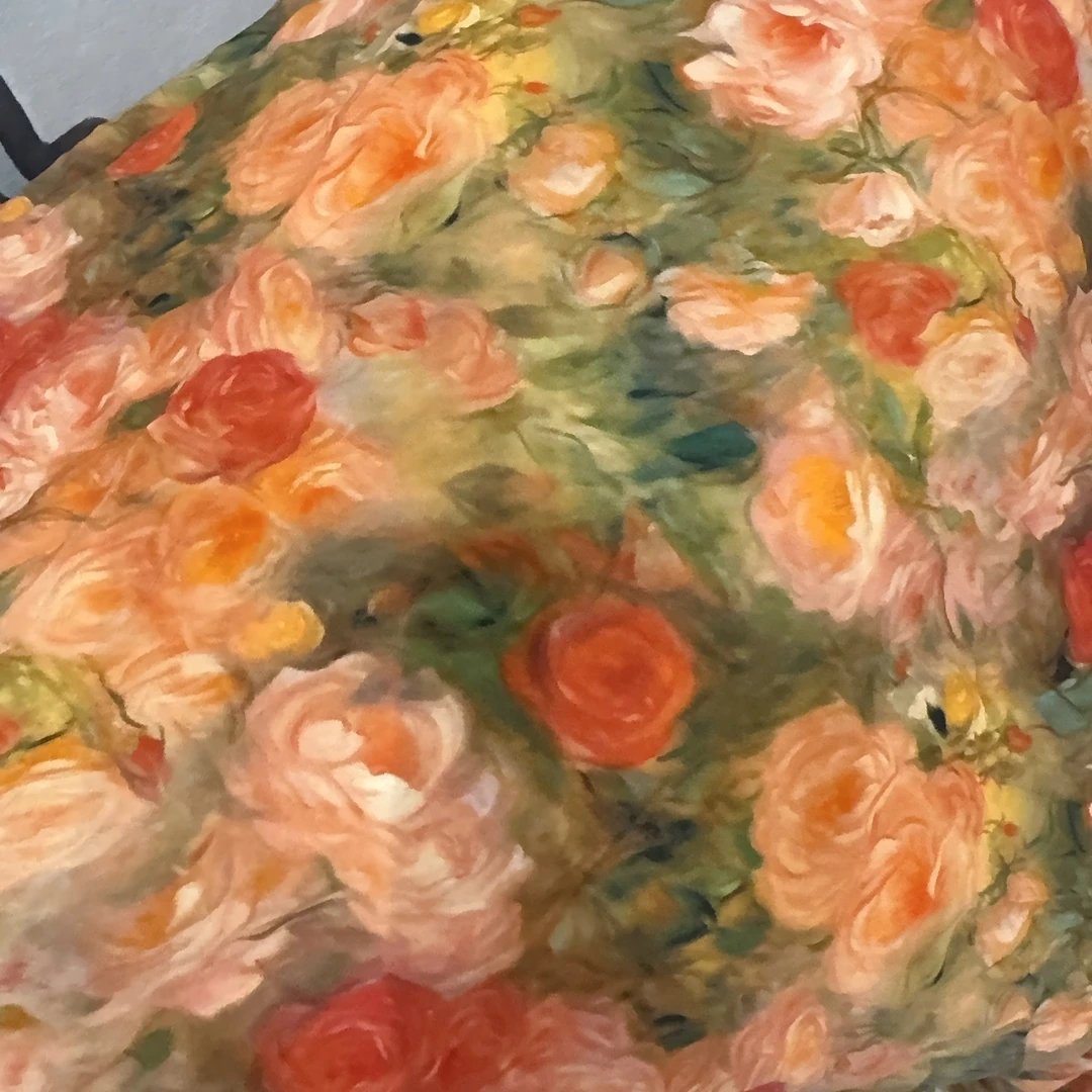 玫瑰庄园  夏季新款高支5D立体印花木源缎人造棉棉绸 连衣裙旗袍