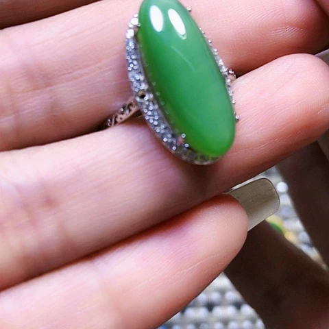 和田玉银S925镶嵌戒指