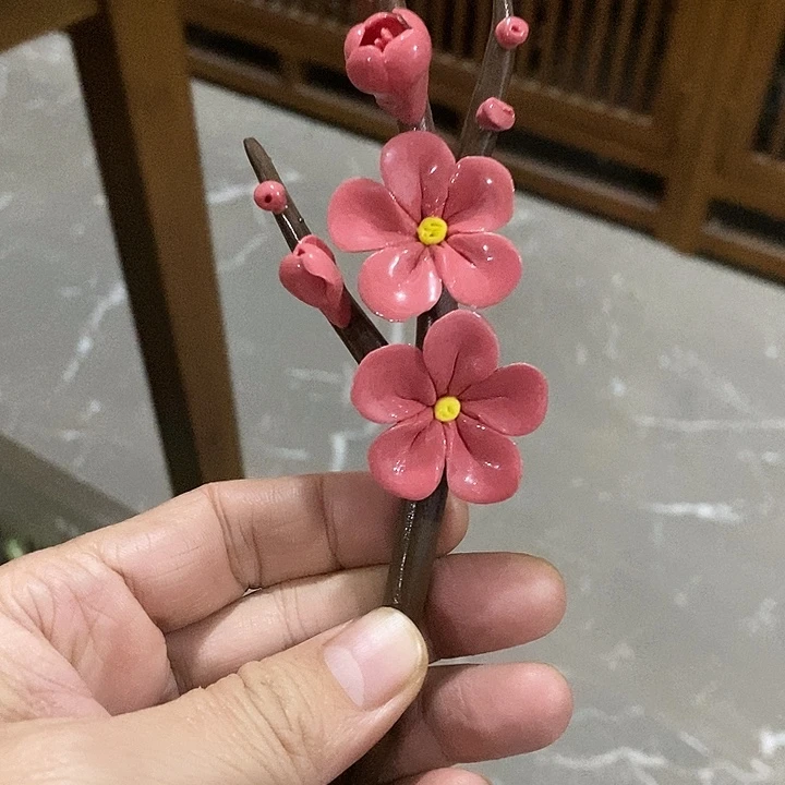 瓷片纯手工陶瓷花摆件