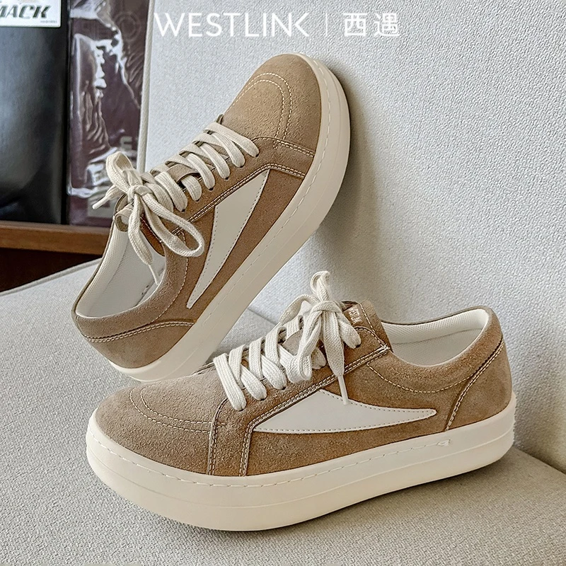 Westlink/西遇休闲城市机能风休闲板鞋胶粘耐磨厚底增高平底运动