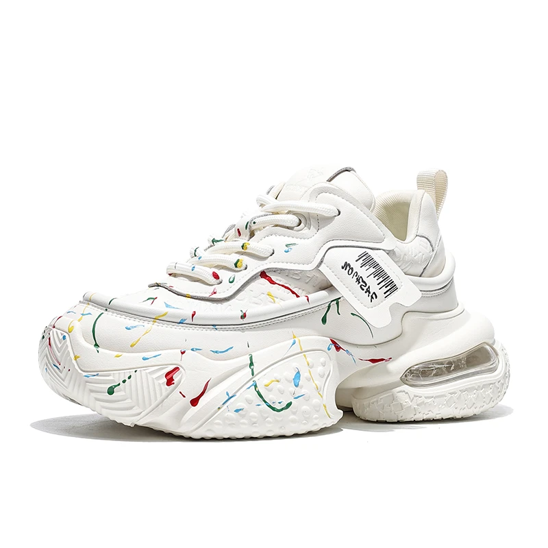 摩蓓男鞋夏季新款潮鞋真皮厚底运动鞋时尚百搭老爹鞋休闲鞋