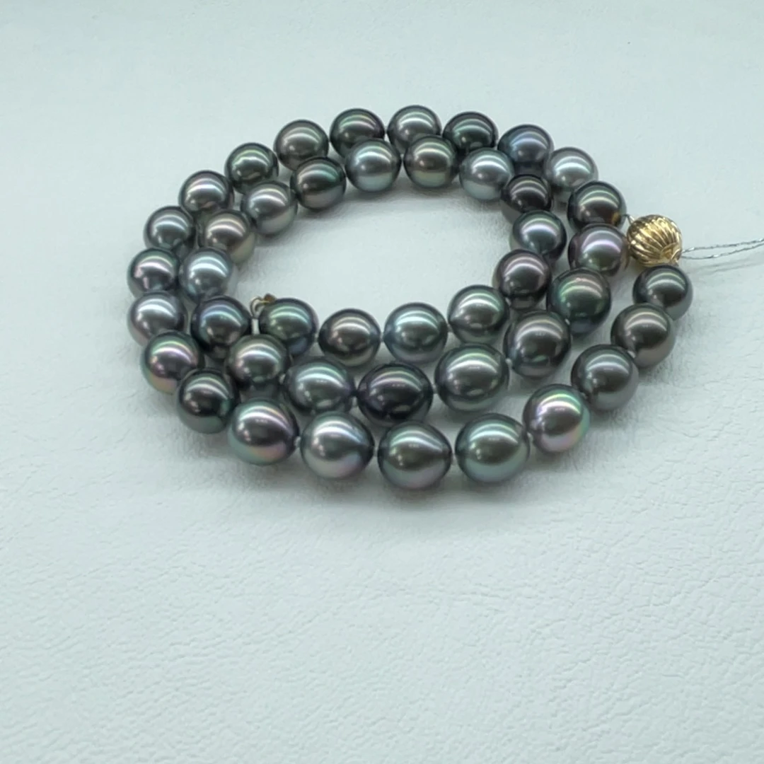 14K金镶嵌项链海水珍珠大溪地莫兰迪8-9m m