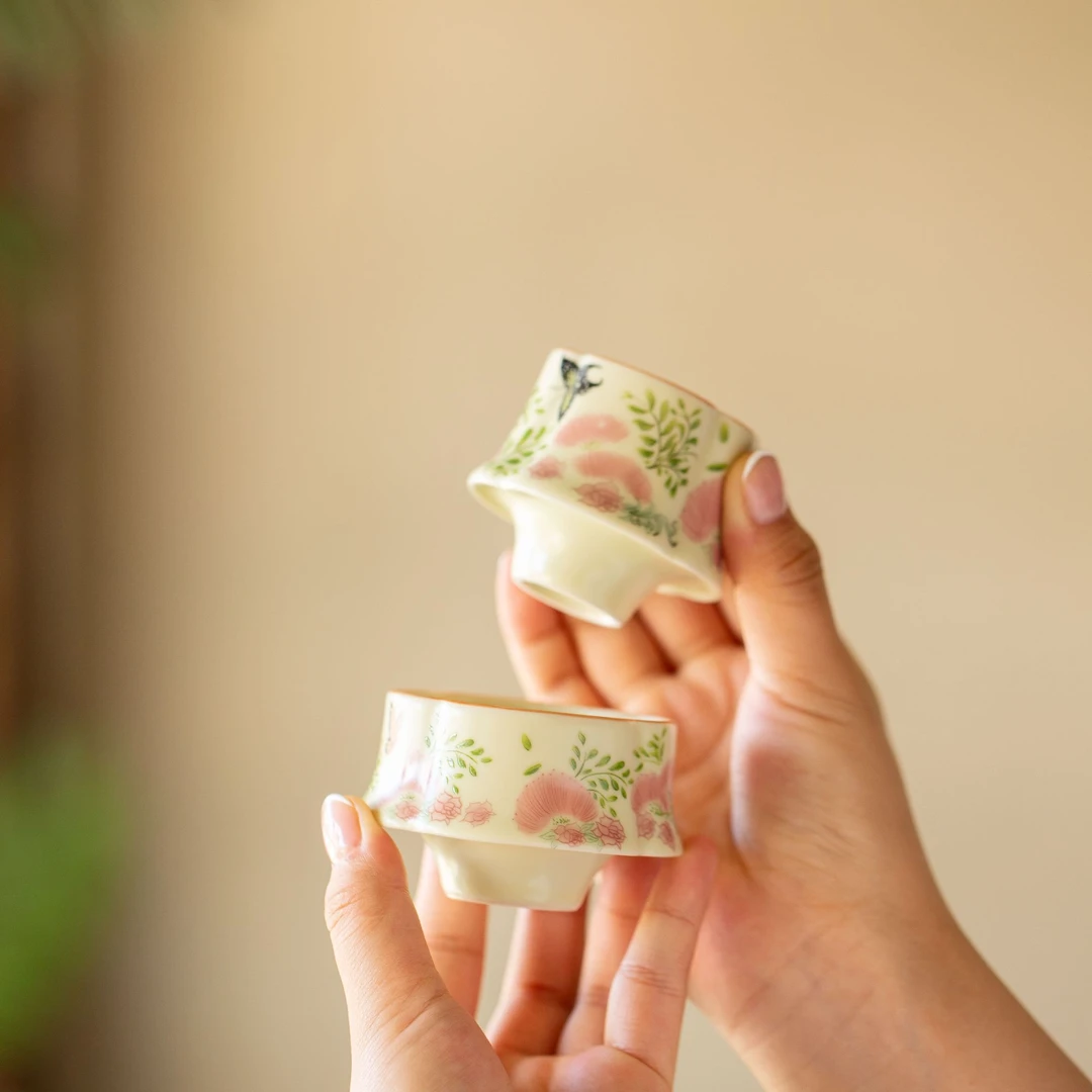 【贺小猫专属】合欢花对杯手工复古家用创意陶瓷主人杯小清新