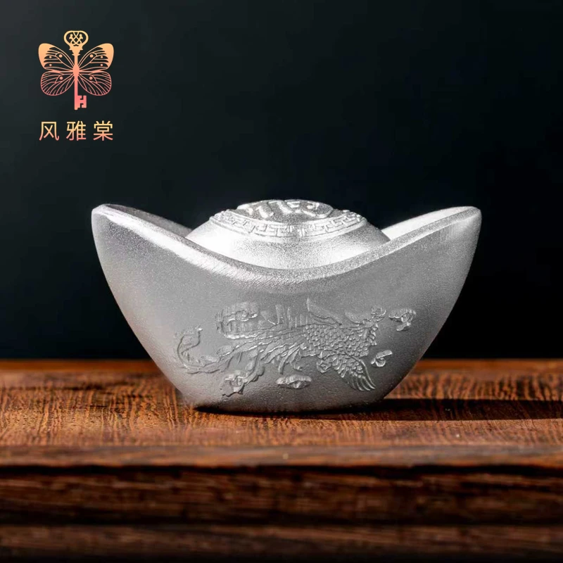 风雅棠投资银元宝足银AG9999纯银投资银条精致银锭白银磨砂款古法