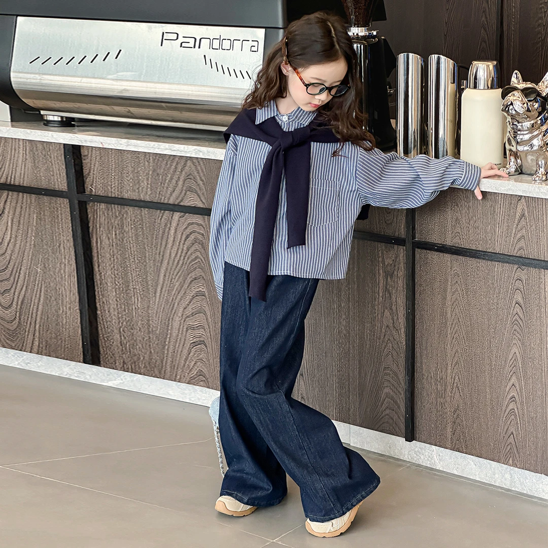 女童洋气春装衬衫套装2025新款儿童6-12岁中大童8-15岁休闲牛仔裤