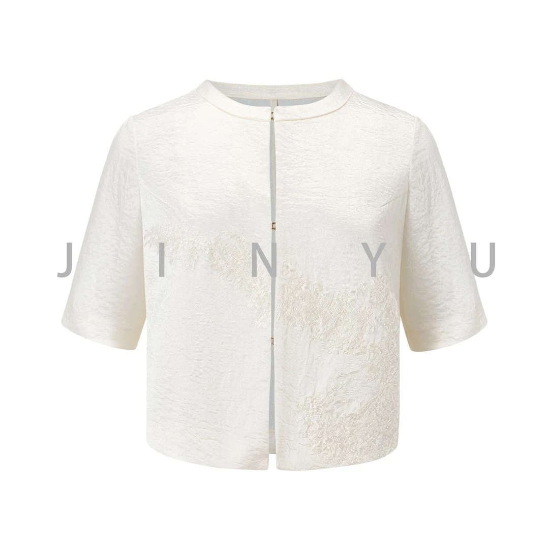 锦钰家/2025夏季新款时尚百搭小香风重工钉珠短袖气质短外套