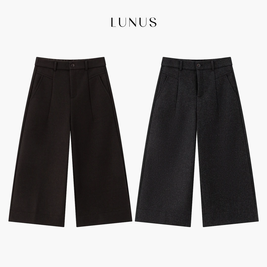 LUNUS「收藏家」羊毛A字显瘦时髦复古七分骑士裤靴裤休闲裤女秋冬