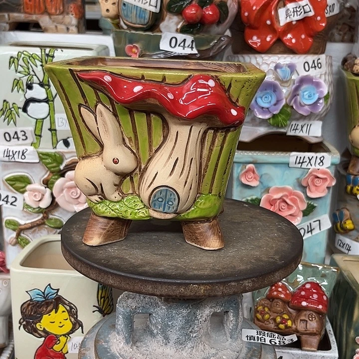 紫砂花盆粗陶材质多肉花盆