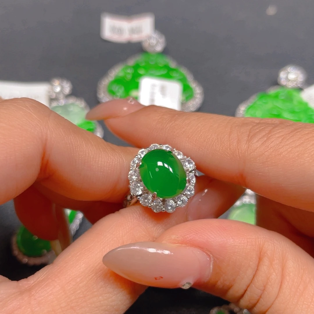 翡翠银S925镶嵌吊坠(不含链)