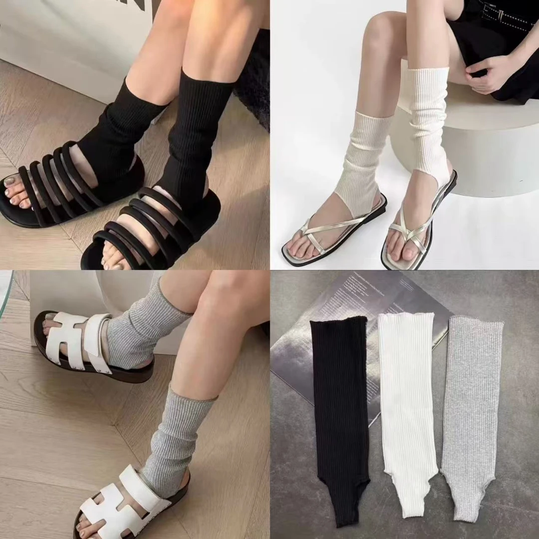 欧货薄款夏季极简风诗家同款坑条脚蹬洋气显瘦ins芭蕾风袜套
