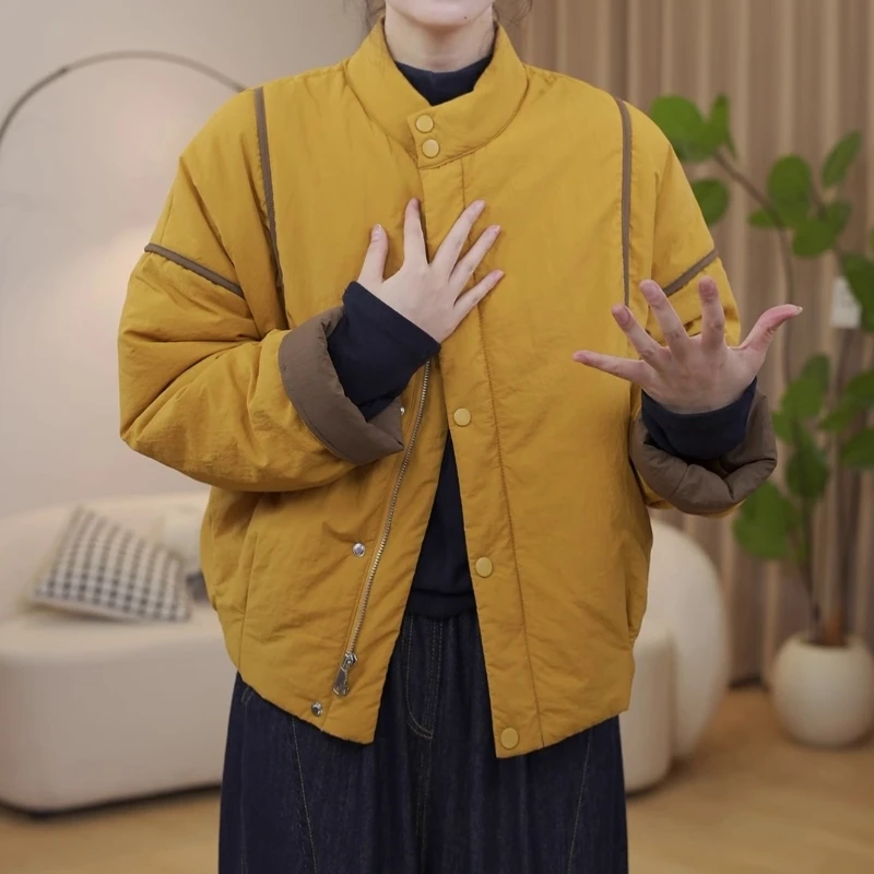 时尚百搭保暖短款棉服女2026秋冬季新款洋气宽松显瘦立领棉衣外套
