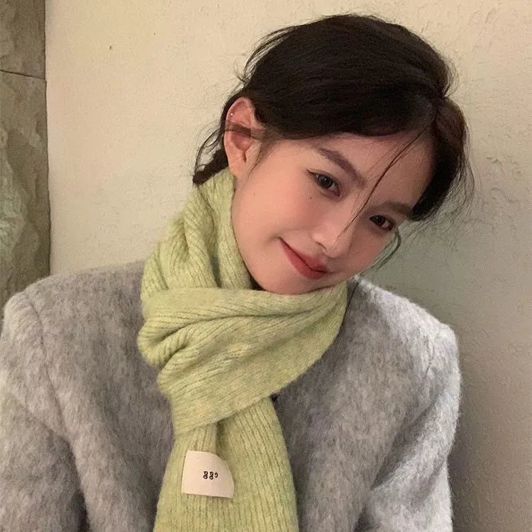 韩国egg马海毛围巾冬季女2025新款ins韩系氛围感纯色加厚学生围脖