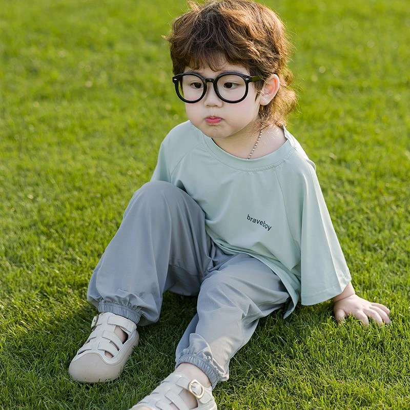 FAVMARTHA男童冰丝套装宝宝夏装儿童冰丝速干衣小童运动夏季薄款