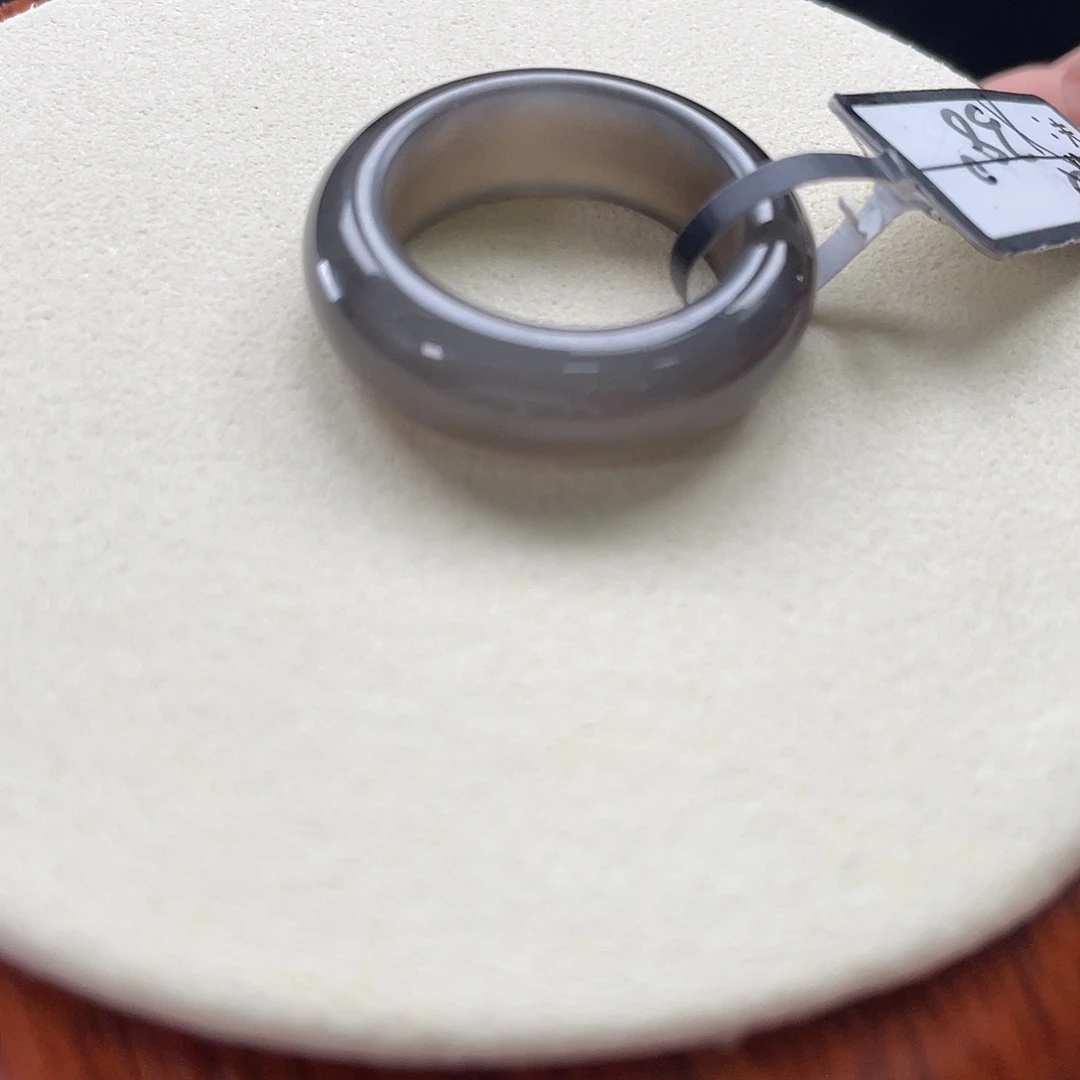 和田玉未镶嵌戒指P17烟灰甜甜圈18.1不退换