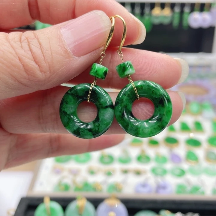 翡翠18K金镶嵌耳饰