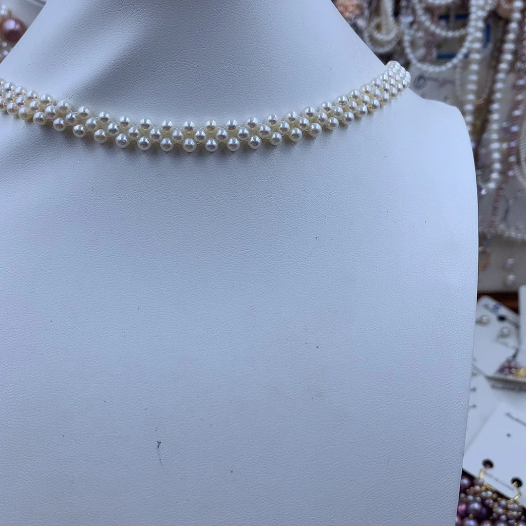 项链银S925镶嵌淡水珍珠雪**飘