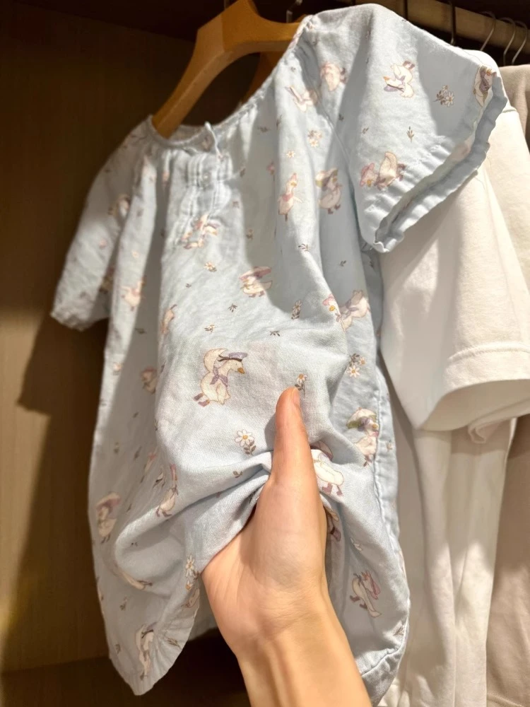 【DMXJ大梦想家】甜美卡通鸭子印花短袖睡衣女夏亲肤短裤家居服套装