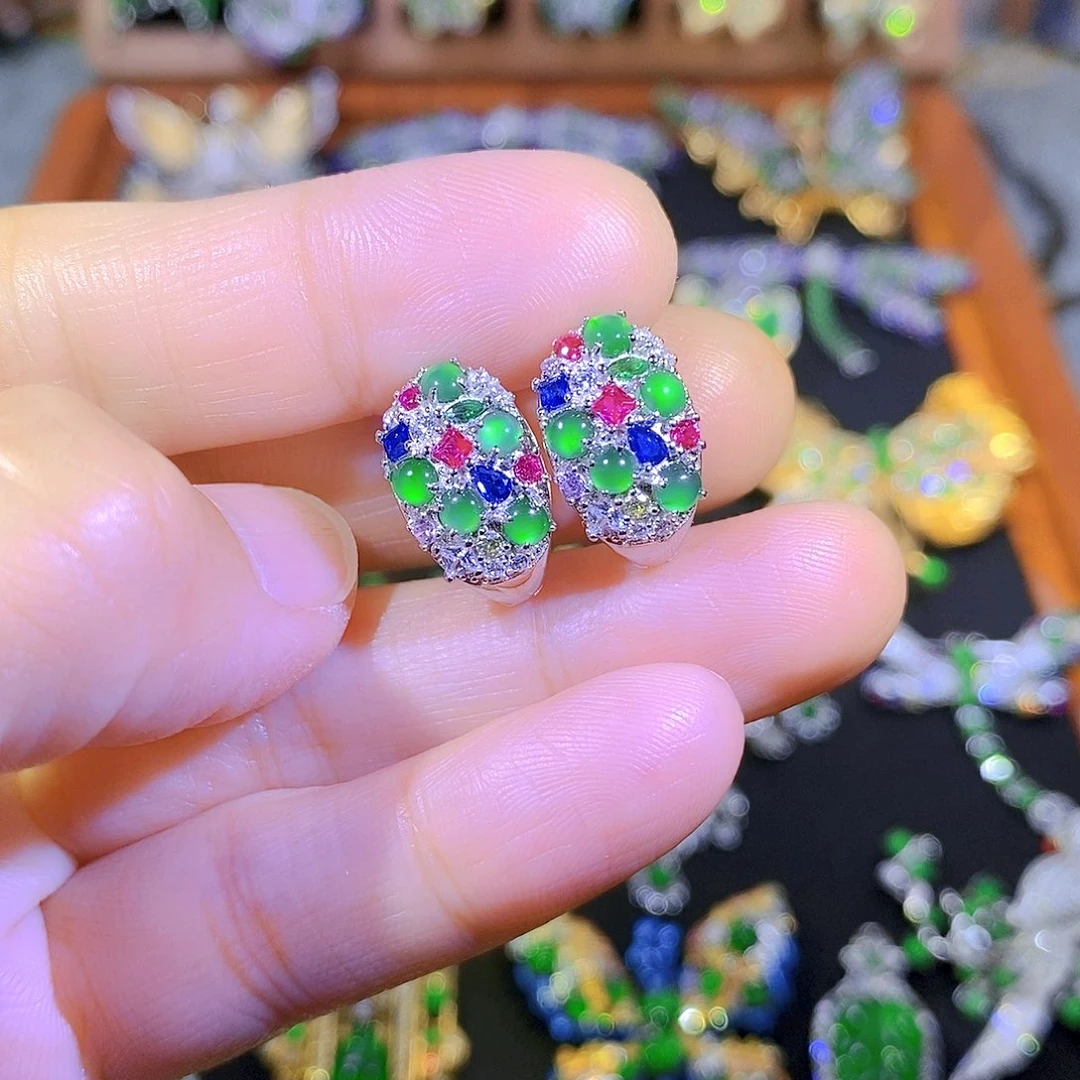 吊坠(不含链)银S925镶嵌翡翠