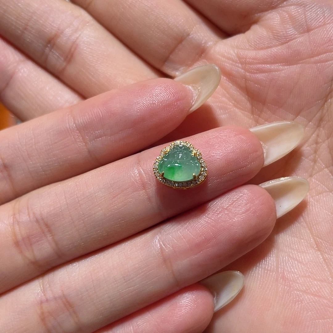 翡翠18K金镶嵌吊坠(不含链)