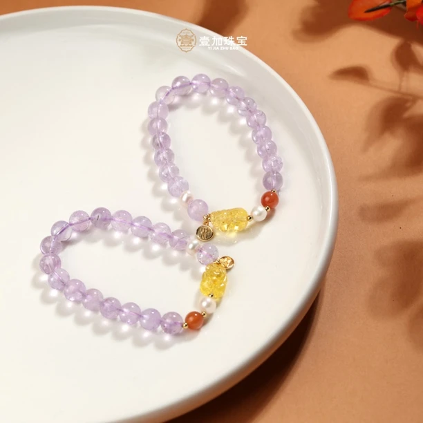 壹加田田|紫水晶蜜蜡px 多宝手串多样性发一0818QH