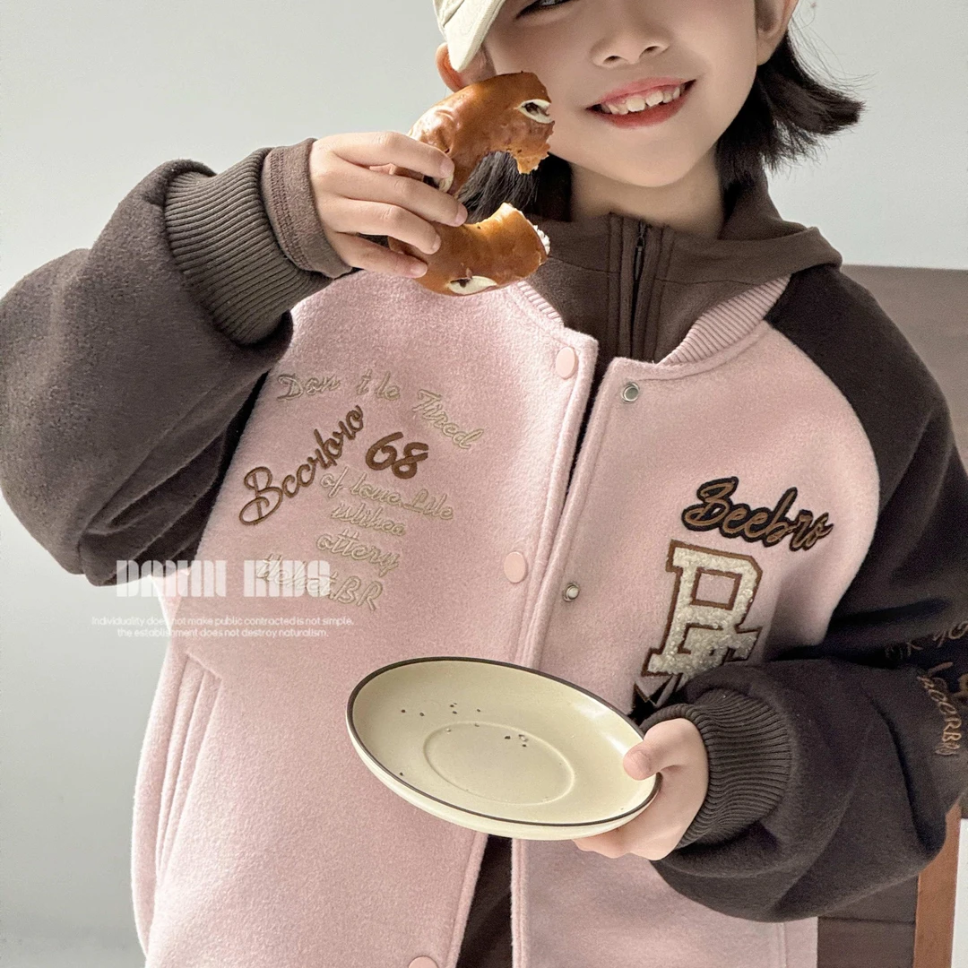 【嗒囜】男女童秋冬季韩版潮流百搭时尚棒球服外套儿童宽松夹棉外套