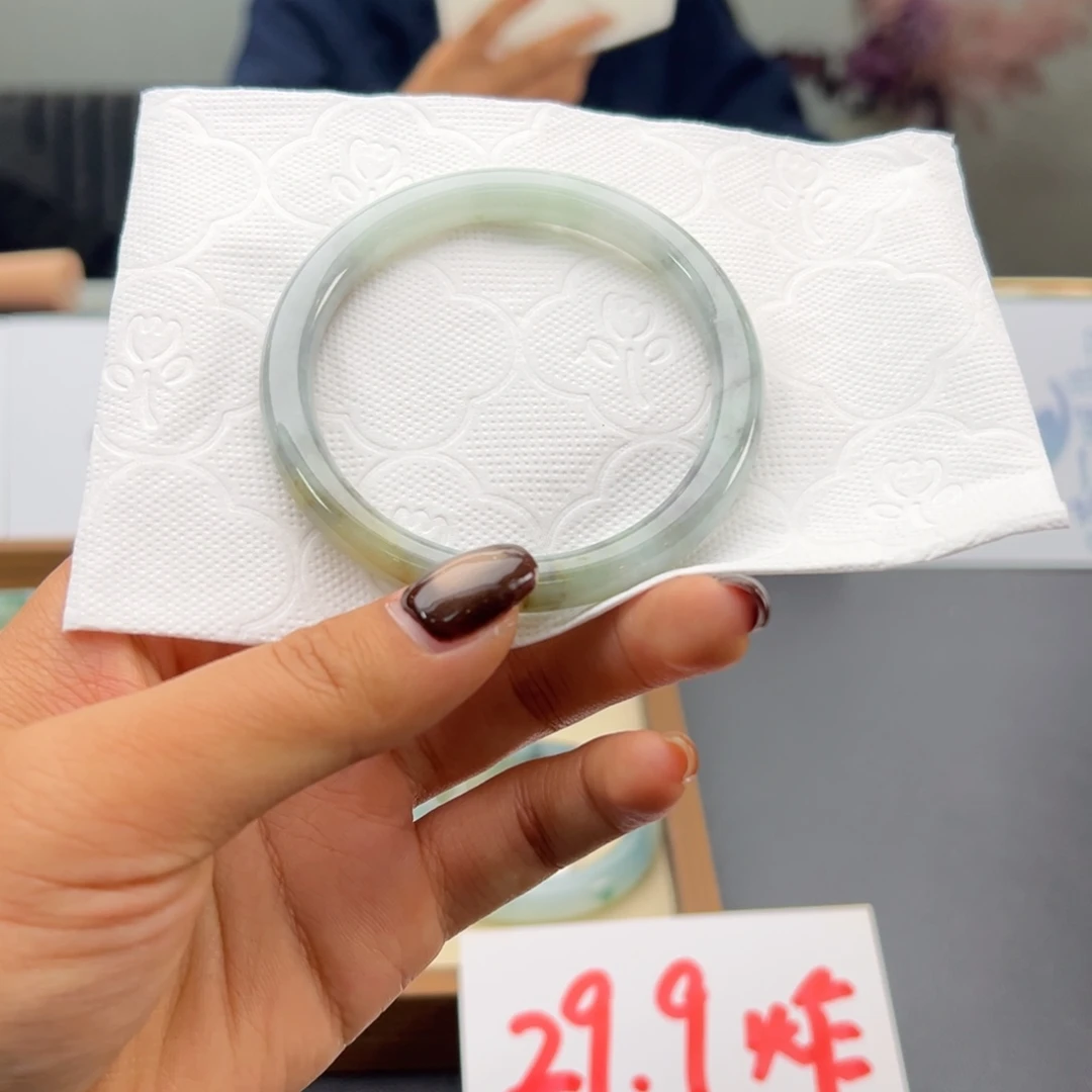 翡翠未镶嵌手镯3号58圈有纹裂翡翠