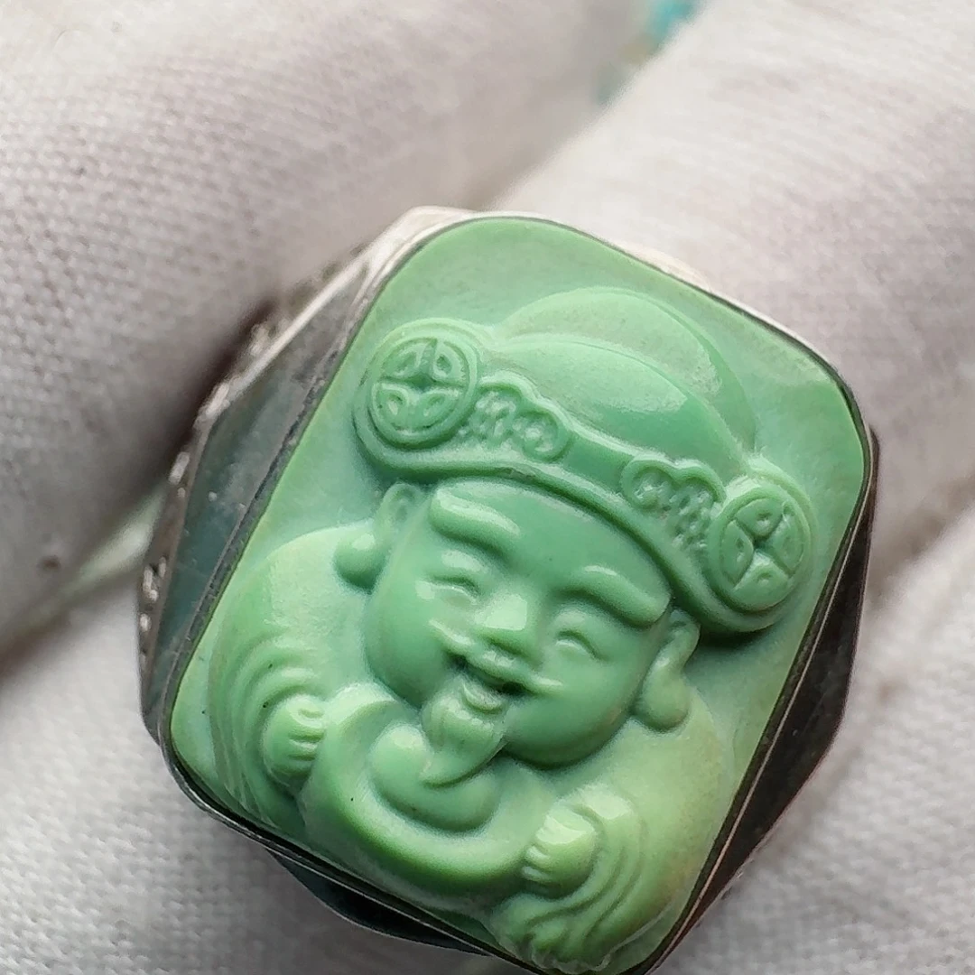 绿松石银S925镶嵌戒指