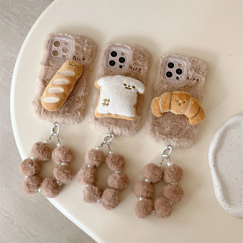 立体面包毛绒壳适用华为mate60pro/70手机壳Pura70/80软壳P60全