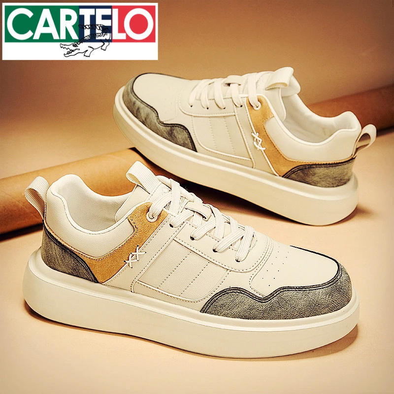 卡帝乐鳄鱼男鞋2025秋季新款厚底百搭潮流休闲板鞋子男士小白潮鞋