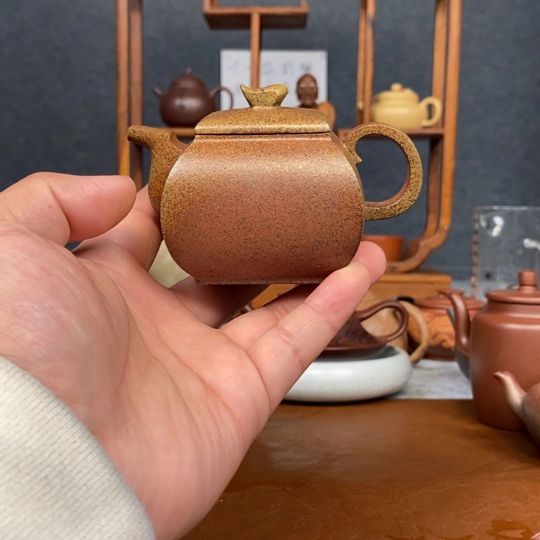 紫砂茶壶段泥柴烧窑变四方160cc