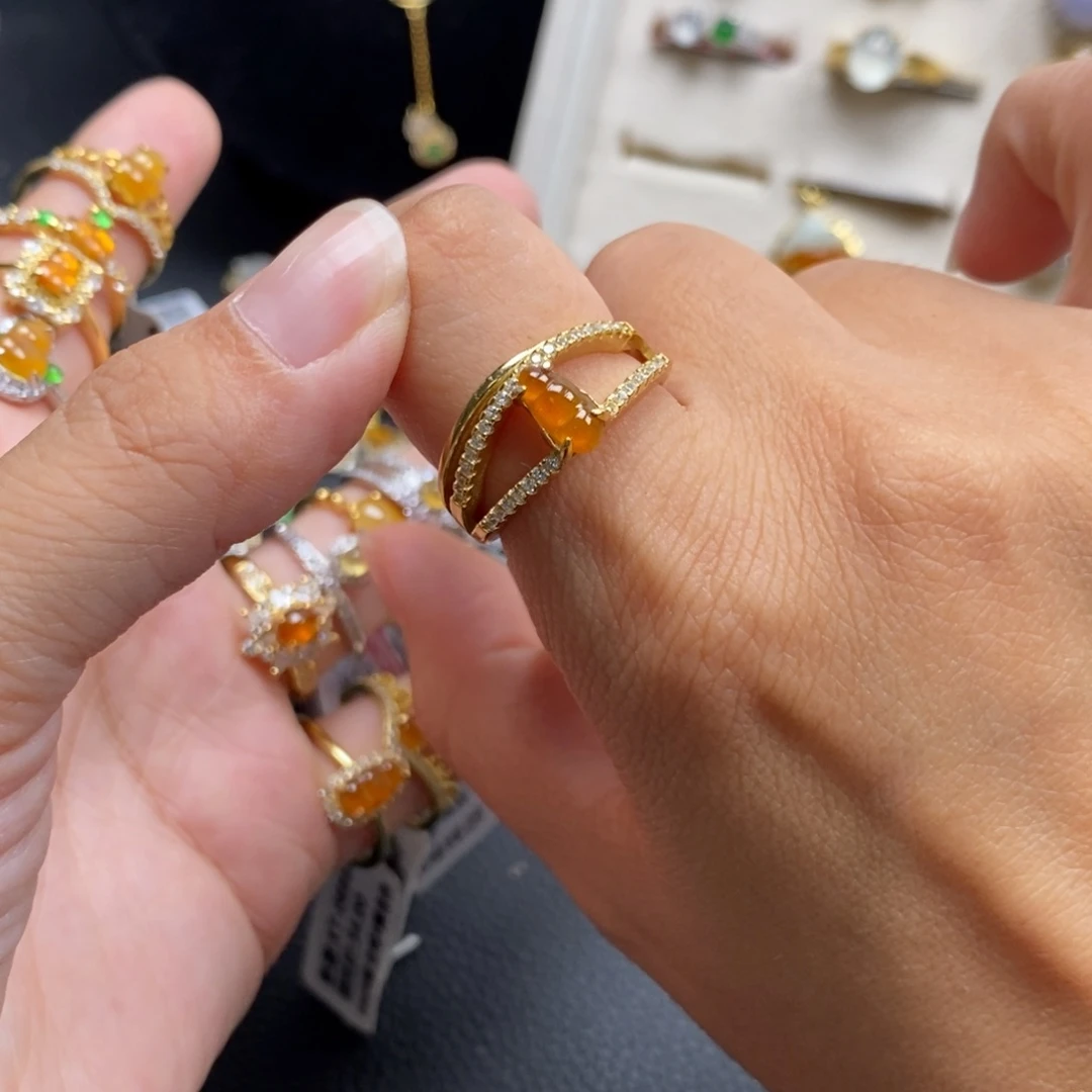 哈***哈翡翠银S925镶嵌戒指