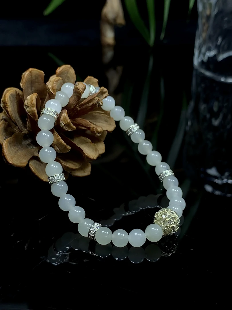 GS05和田玉白玉时尚百搭手串