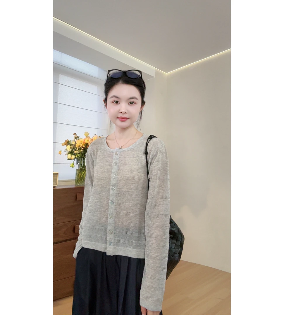 miss muzi “氧气因子”清凉亚麻天丝超细针绵软透气防晒气质开衫女