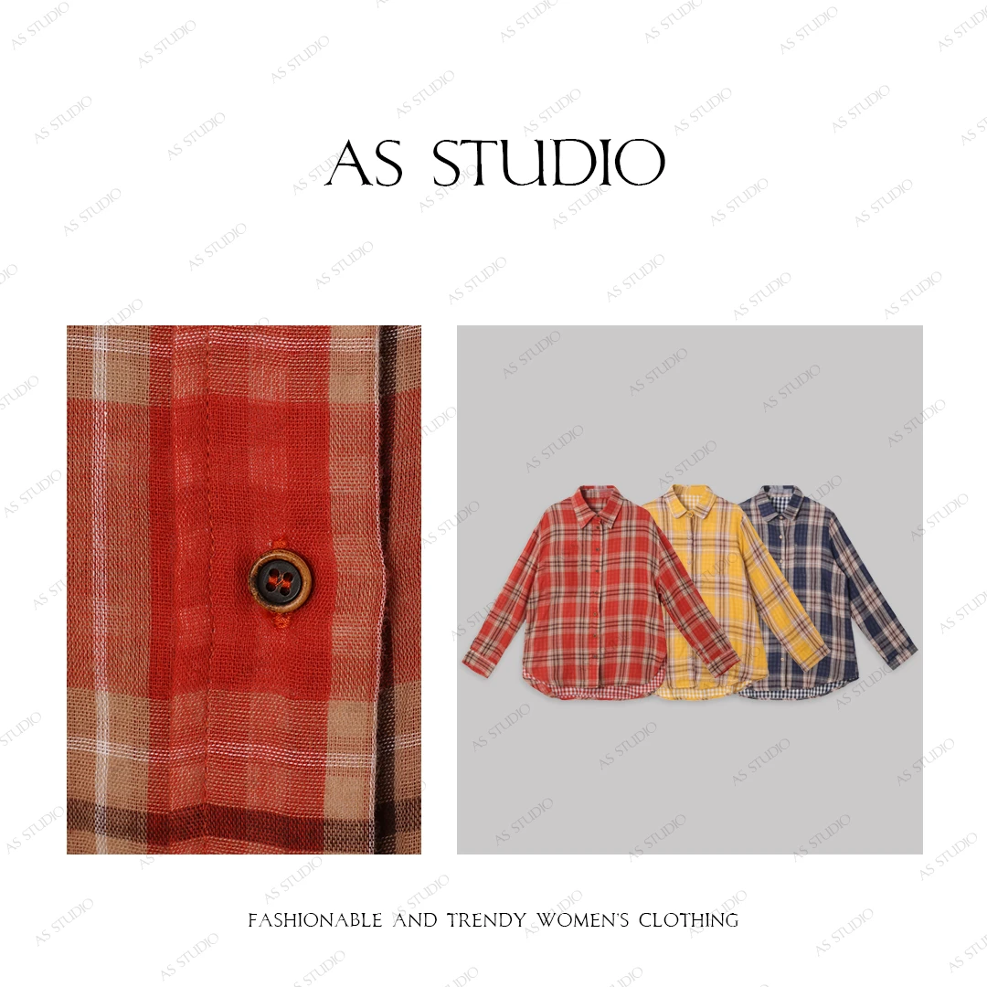【AS红心格】铭顺25复古格子双层棉纱舒适百搭洋气衬衫AS25CCS4471