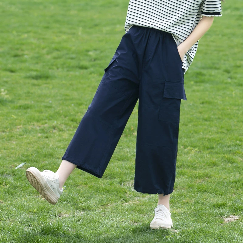 初中生夏季七分裤薄款2025新款高中学生少女大童纯棉休闲裤子