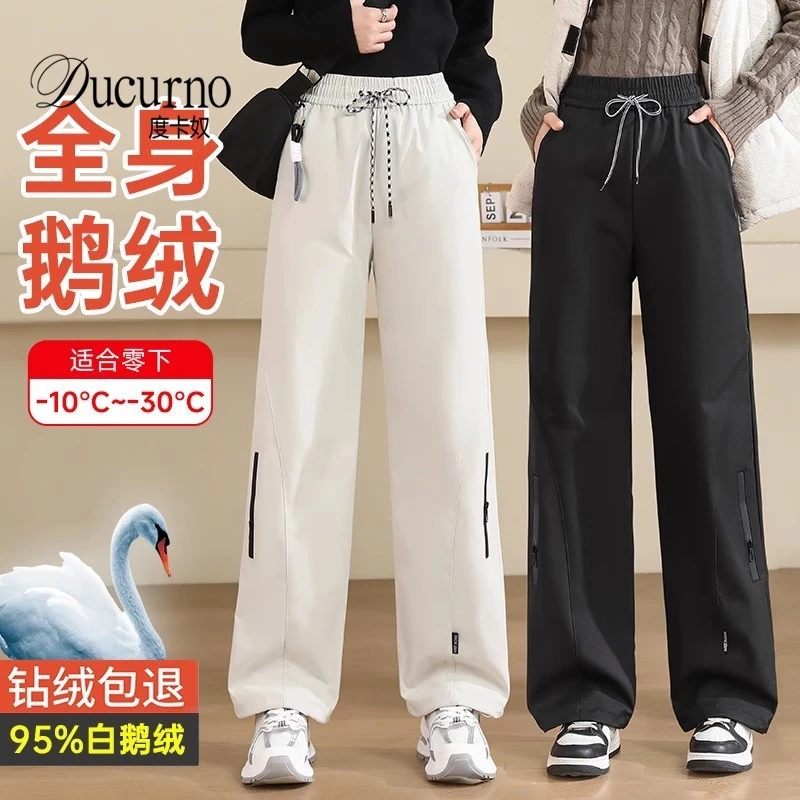 可拆卸工装羽绒裤女外穿2025冬季新款鹅绒内胆棉裤防寒雪地暖裤子
