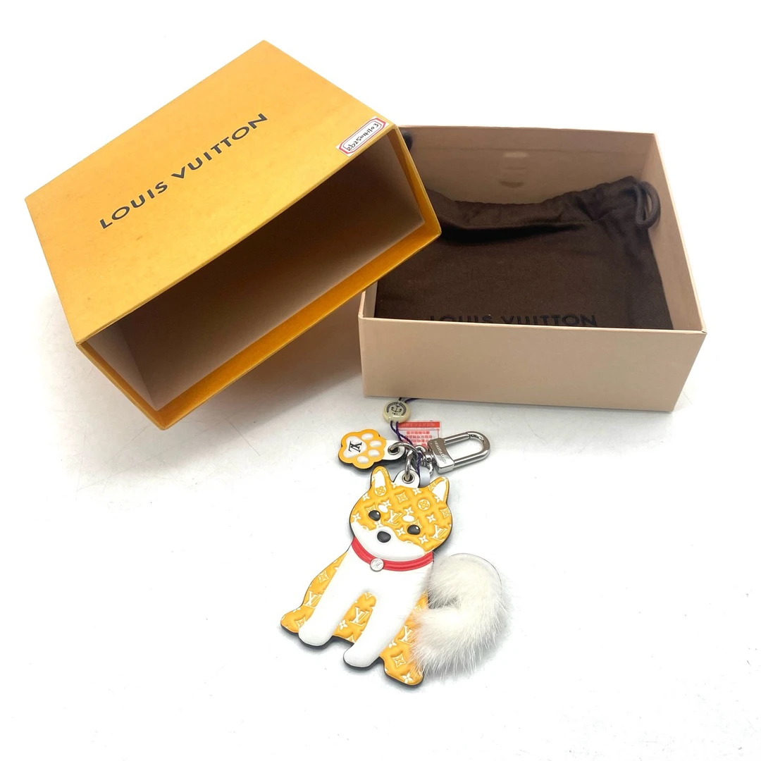 99新 LouisVuitton/路易威登 老花拼皮卡通小狗钥匙扣 男士 女士
