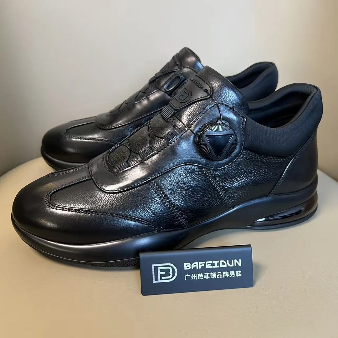 广州手工皮鞋秋冬高帮棉鞋加绒保暖男鞋防滑耐磨纽扣款0678-1003