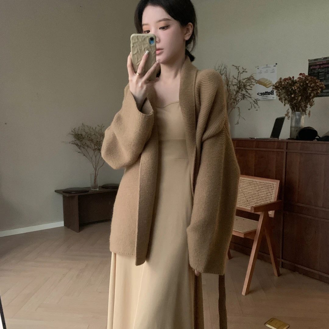 【芝士Cheese】知冬意慵懒韩系开衫中长款外套 秋上新