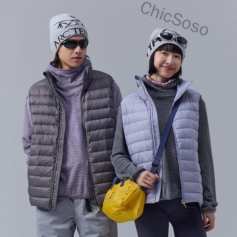 ChicSoso冬季户外运动保暖叠穿轻薄90白鸭绒羽绒背心情侣立领马甲