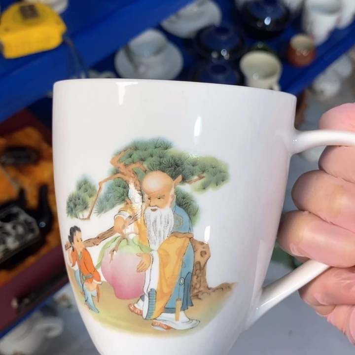 瓷片陶瓷品寿星茶杯约400ml