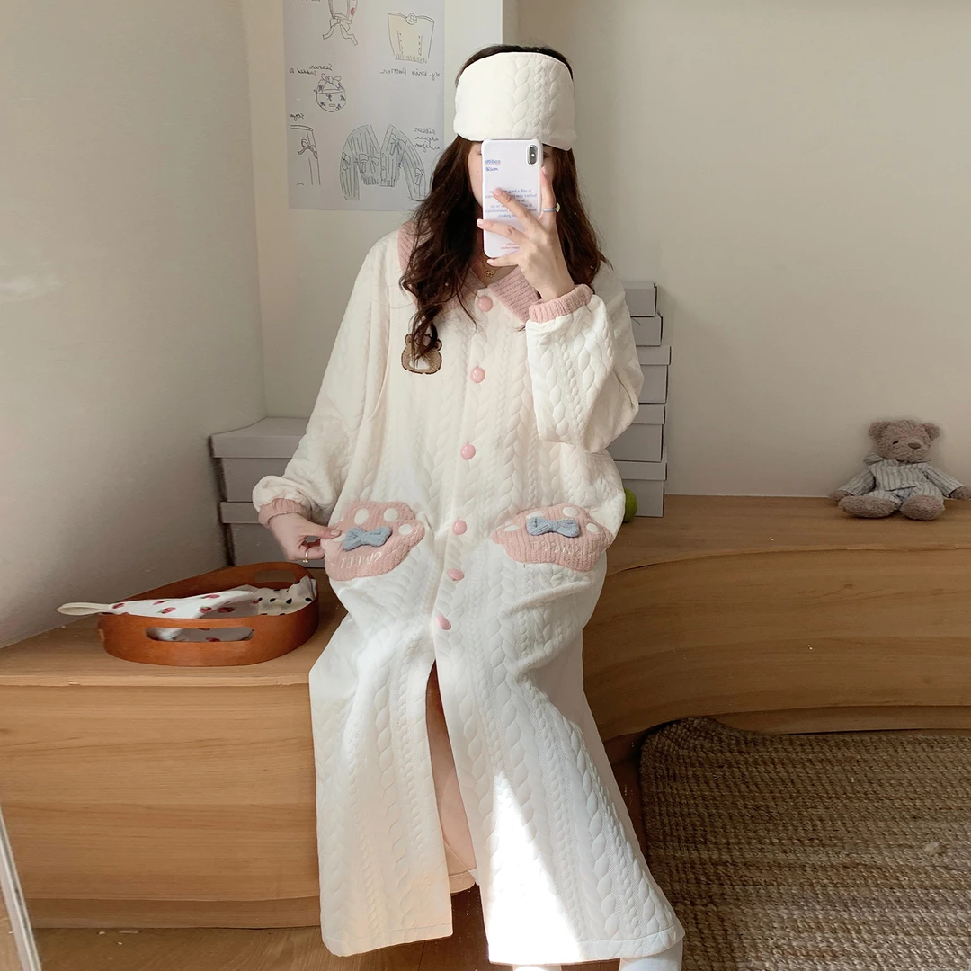 带胸垫孕妇待产裙裤秋冬季月子服哺乳睡裙产妇生产住院春秋