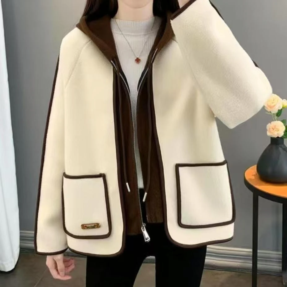 24季新款拉链针织韩版宽松假两件卫衣休闲上衣开衫/1405